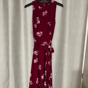 Lauren Ralph Lauren Burgundy Floral Midi Dress